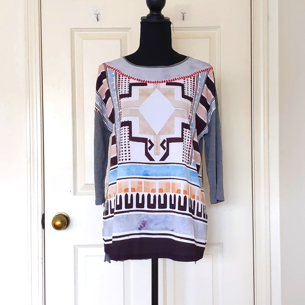 Zara Multi Color Front Pattern Dropped Shoulder L… - image 1